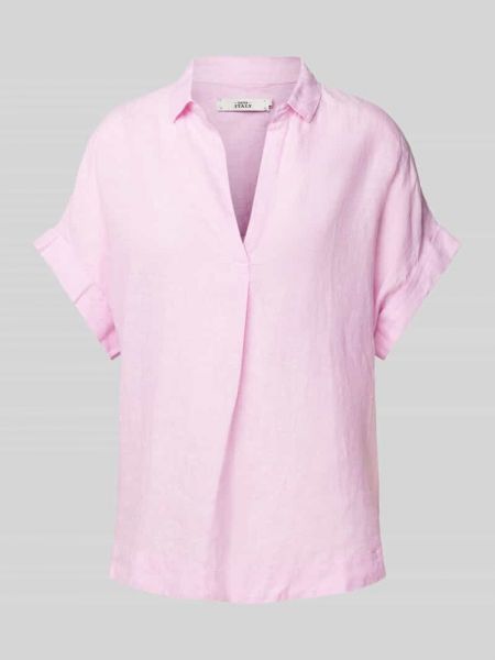 Lniana bluzka z dekoltem w serek 0039 Italy różowa