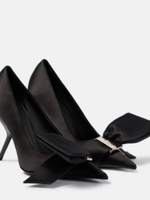 Атласные туфли с бантом Ferragamo черные