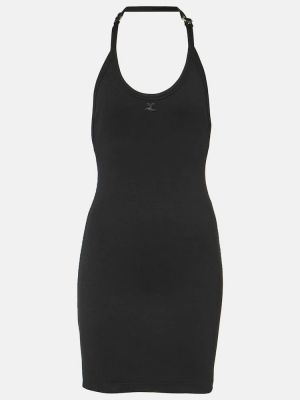 Βαμβακερή φόρεμα από ζέρσεϋ Courreges μαύρο