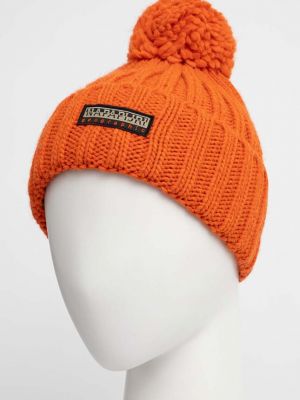 Dzianinowa czapka Napapijri pomarańczowa
