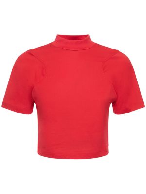 Camiseta de algodón de tela jersey Ferrari rojo