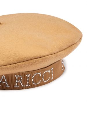Raštuotas beretė su kristalais Nina Ricci ruda