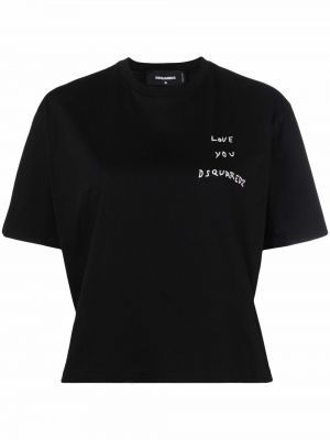 Camiseta con bordado Dsquared2 negro