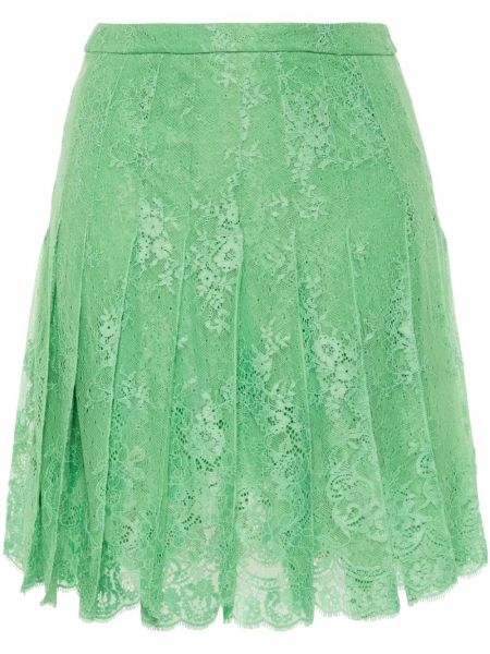 Plisirana suknja s cvjetnim printom s čipkom Ermanno Scervino zelena