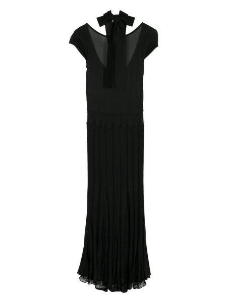 Robe plissé Chanel Pre-owned noir