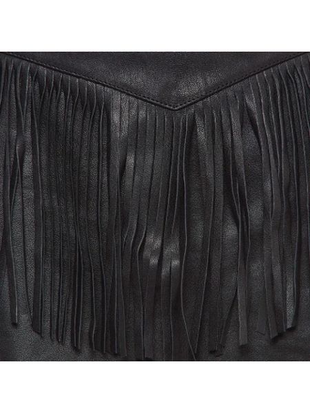 Falda de cuero Yves Saint Laurent Vintage negro