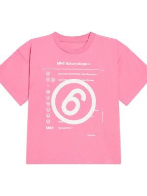 Jersey trykt bomull t-skjorte for jenter Mm6 Maison Margiela Kids rosa