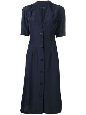 Vestido midi plisado Yohji Yamamoto Pre-owned azul