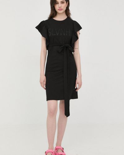 Silvian Heach pamut ruha fekete, mini, egyenes