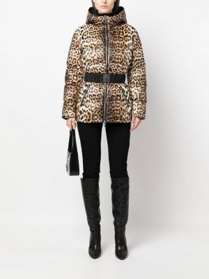 Leopardí péřová bunda s potiskem Roberto Cavalli