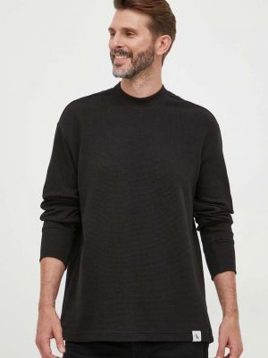Bavlněné tričko s dlouhým rukávem s dlouhými rukávy Calvin Klein Jeans černé