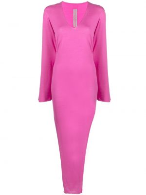 Плетена кашмирена рокля Rick Owens розово