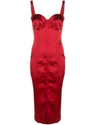 Svilena midi haljina Dolce & Gabbana crvena