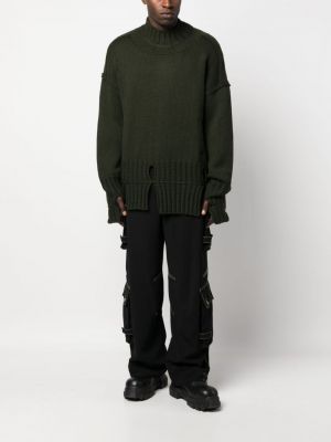 Sweter wełniany z przetarciami A-cold-wall* zielony
