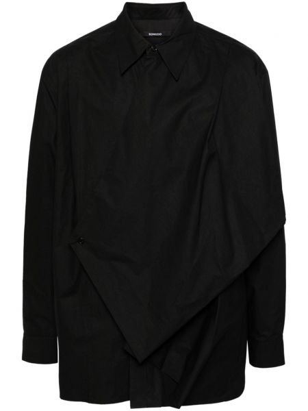 Βαμβακερό πουκάμισο ντραπέ Songzio μαύρο