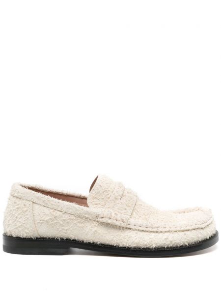 Pantofi loafer din piele de căprioară Loewe alb