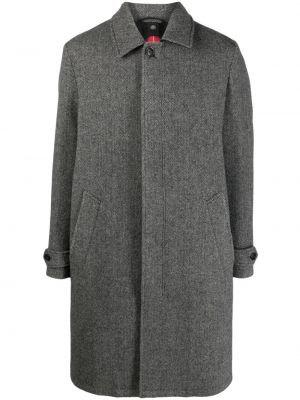 Μάλλινο παλτό με μοτίβο ψαροκόκαλο Baracuta γκρι