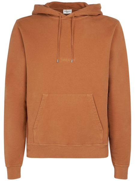 Hoodie med broderi i bomull Saint Laurent