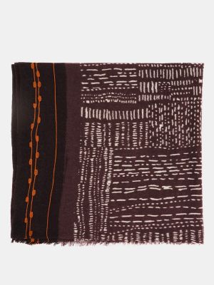 Шерстяной шарф с принтом с геометрическим узором Abbacino коричневый