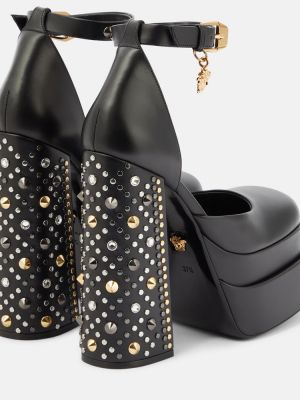 Δερμάτινη γοβάκια με πλατφόρμα Versace μαύρο