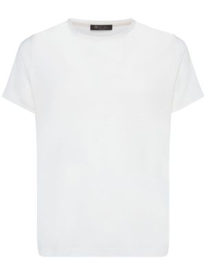 Camiseta de seda de algodón de tela jersey Loro Piana blanco