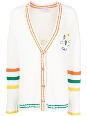 Stripet strikkegenser Mira Mikati hvit