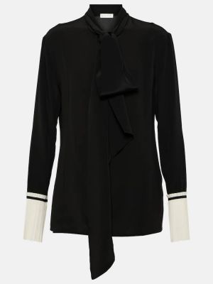Svilena bluza z lokom Victoria Beckham črna