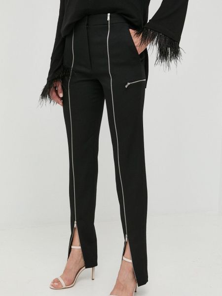 Vlněné přiléhavé kalhoty s vysokým pasem Victoria Beckham černé