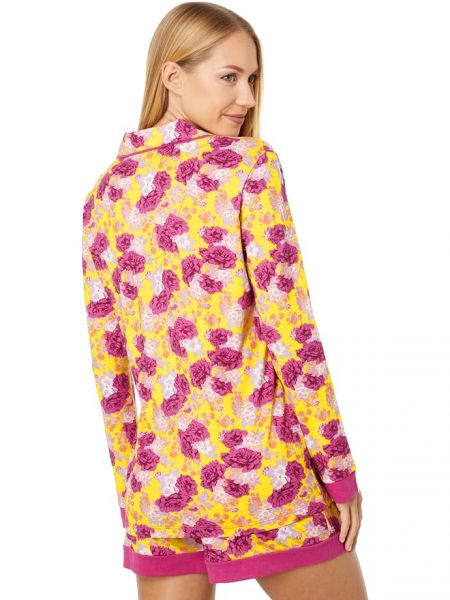 Пижама в цветочек с принтом с длинным рукавом Cosabella желтая