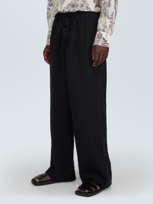 Pantalones de lino bootcut Commas negro