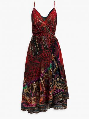 Шифоновое платье миди с принтом Camilla красное