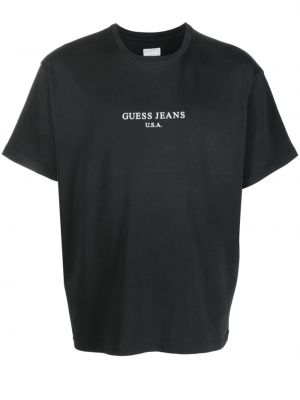 Тениска с принт Guess Usa черно
