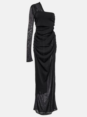 Asymetrické dlouhé šaty Saint Laurent černé