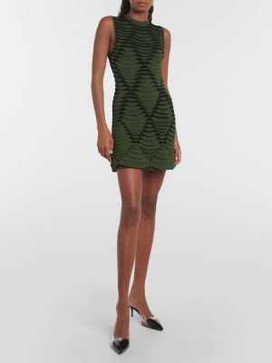 Mini robe à imprimé à motif serpent Alaïa vert