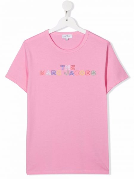 Bavlněné retro tričko s výšivkou The Marc Jacobs Kids - růžová