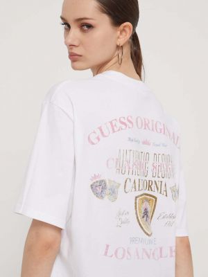 Koszulka bawełniana z nadrukiem Guess Originals biała