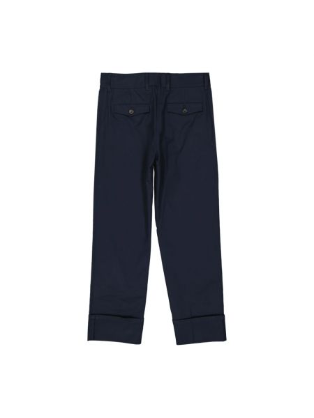 Pantalones rectos de algodón con bolsillos Prada azul