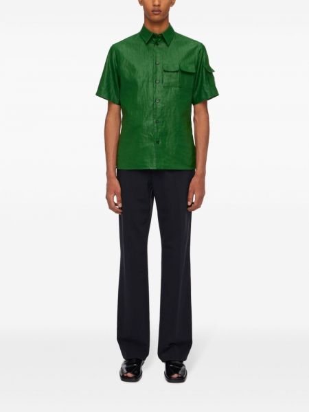 Lněná košile Ferragamo zelená
