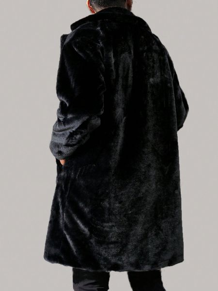 Пальто с длинным рукавом с отложным воротником Manfinity черное