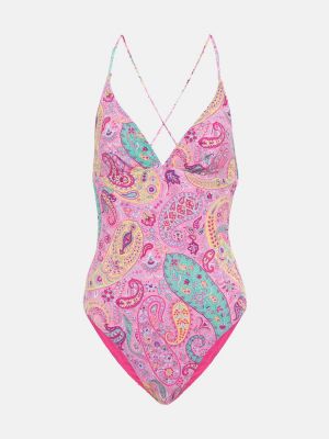 Paisley-muster ujumistrikoo Etro roosa
