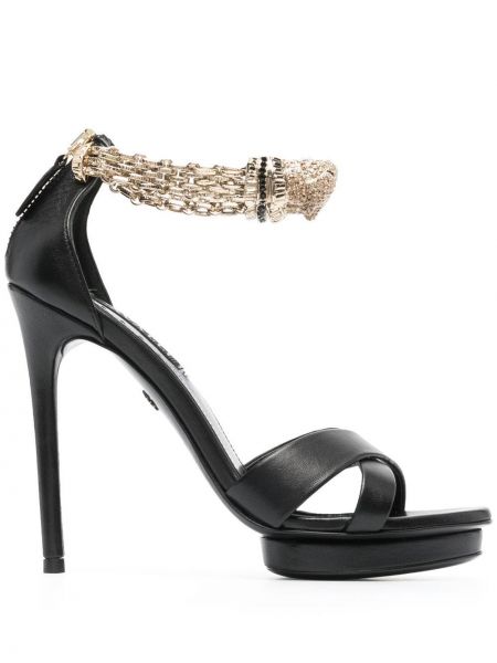 Sandale s kristalima Roberto Cavalli crna