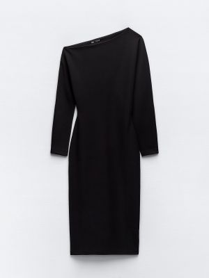 Асимметричное платье из крепа Zara черное