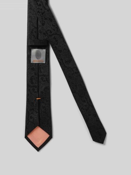 Jedwabny krawat z wzorem paisley Monti czarny