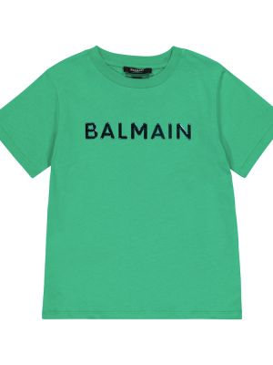 Puuvilla t-paita tytöille Balmain Kids vihreä