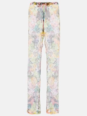 Pantalon en soie à fleurs en crêpe Dries Van Noten