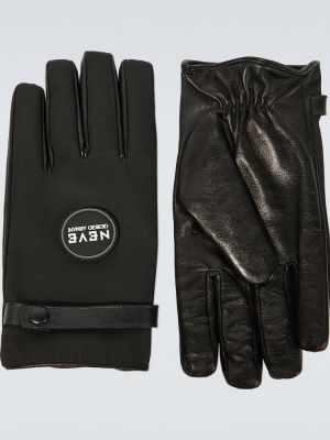 Kožené rukavice z nylonu Giorgio Armani černé