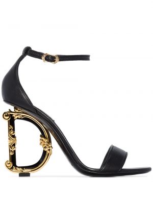 Czarne sandały skórzane Dolce And Gabbana