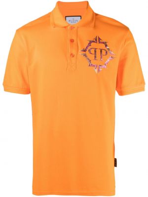 Поло тениска с принт Philipp Plein оранжево