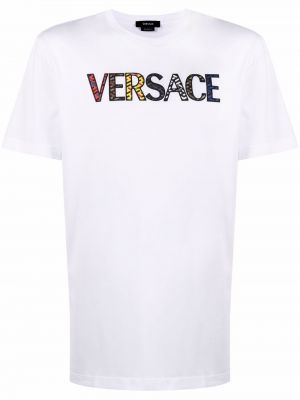 Camiseta con bordado Versace blanco