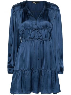 V-kaelusega satiinist kleit Maje sinine